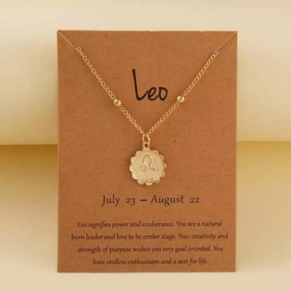 🎉 New Leo Astrology Zodiac Gold Plated Necklace